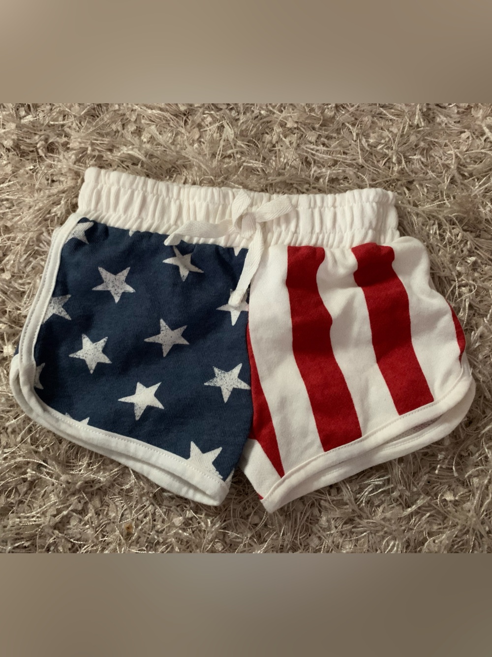 American Flag Print Kids Cozy Cotton Barbie brand Shorts size 12m NWT